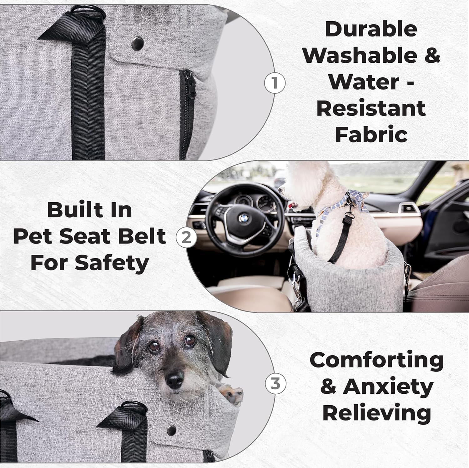 Pawseat elevated-view design lets dogs see surroundings and reduces travel anxiety.