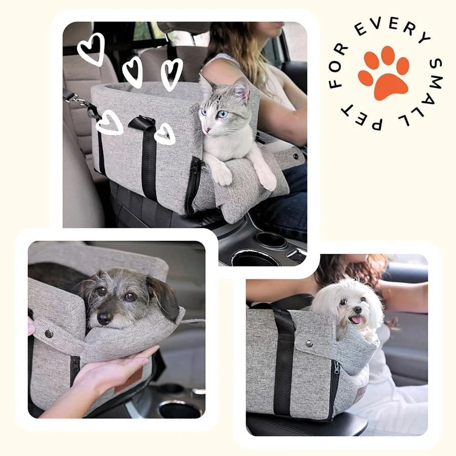 Pawseat fits small dogs 5-13 lbs and uses standard seat belts.