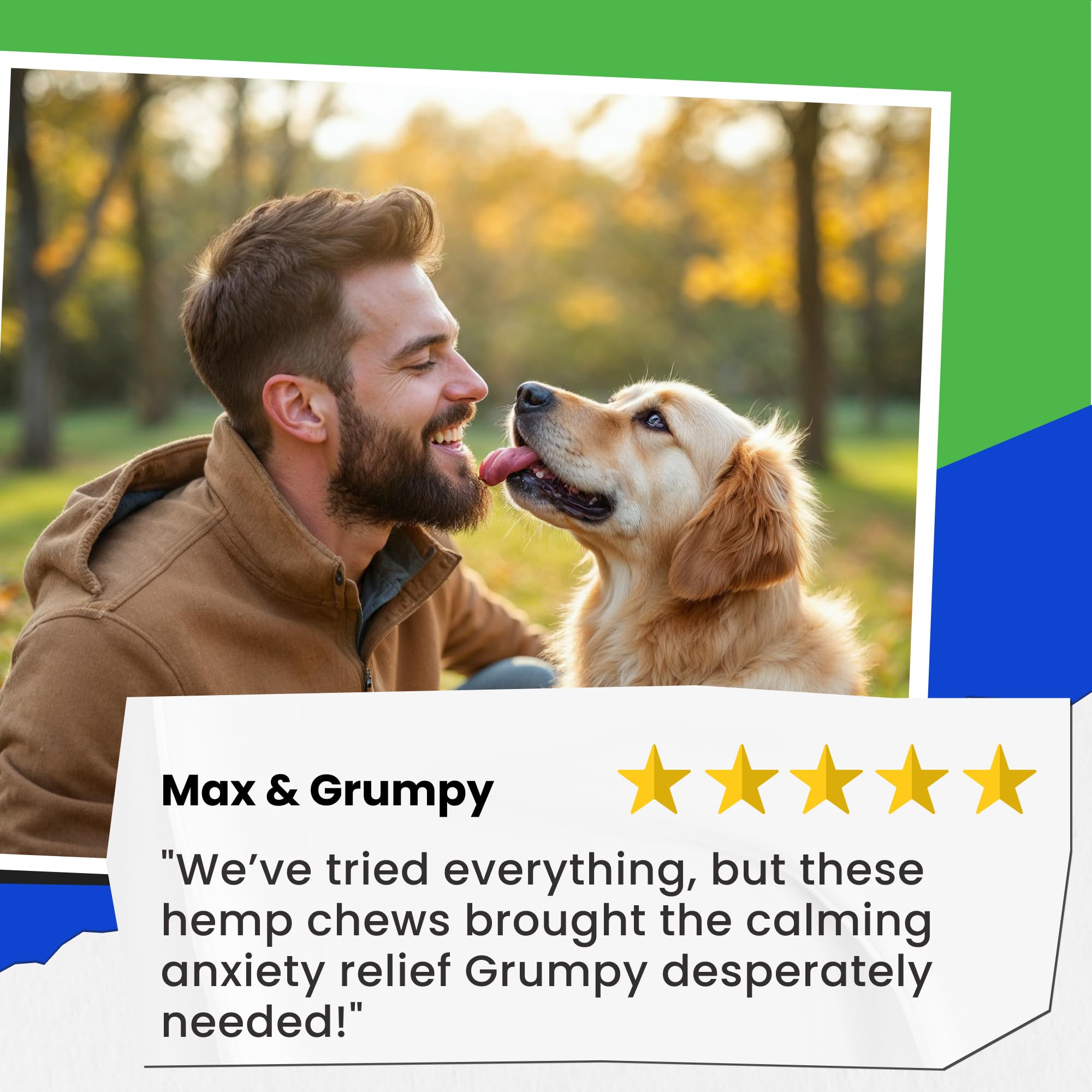 Pawsential Advanced Hemp Calming Chews with paw-print closeup hint at pet-friendly routine.