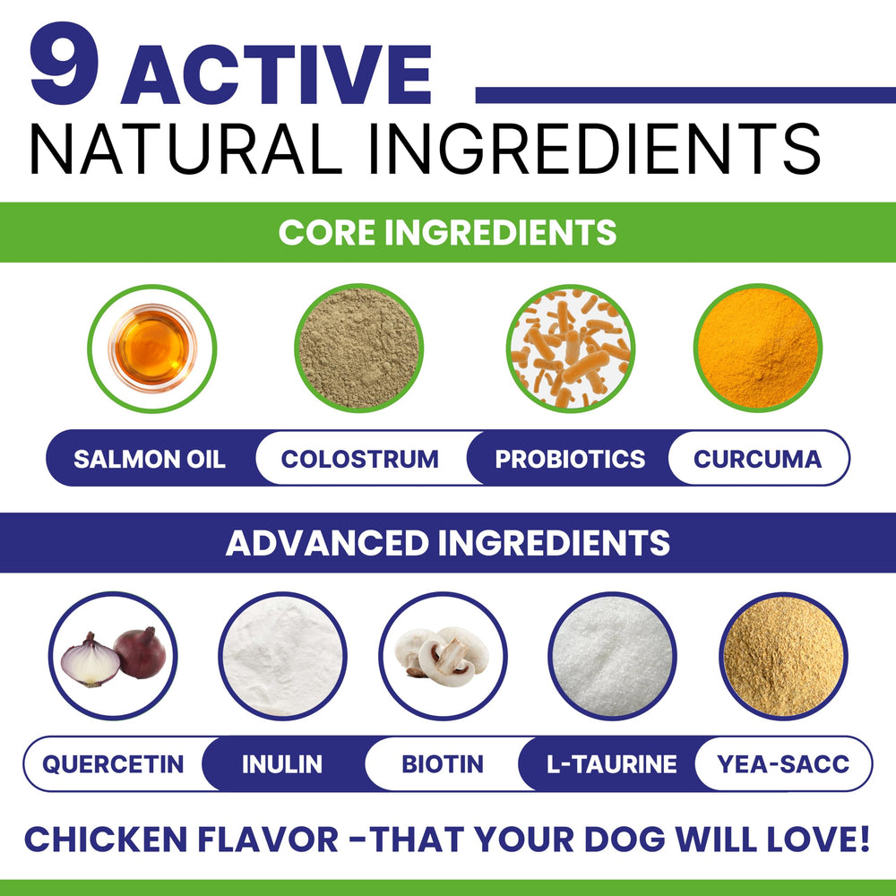 PAWSential colostrum skin-coat chews, highlighting soft, shiny fur.