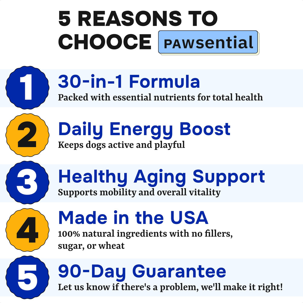 Pawsential adult and senior dog vitamins support aging pets' overall wellness