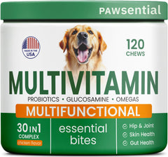 Pawsential glucosamine chews bottle supports joint comfort and mobility for dogs