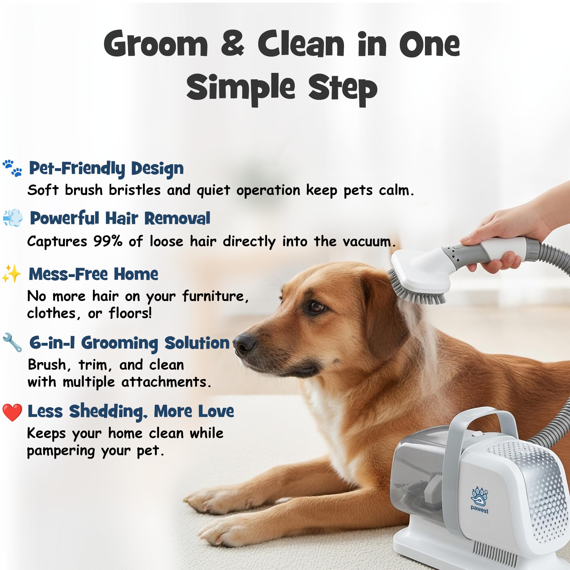 Pawsest pet hair clippers with adjustable speed for calm trimming