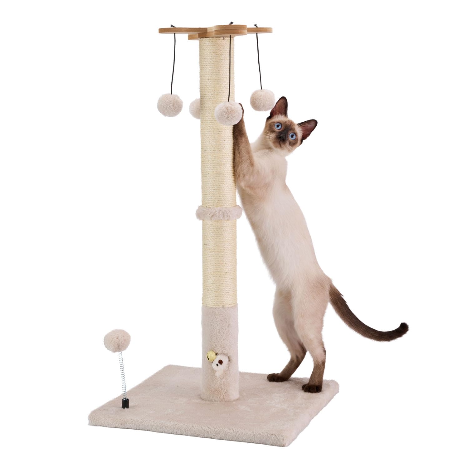 PAWSFANS cat scratching post 30 inches beige for furniture protection