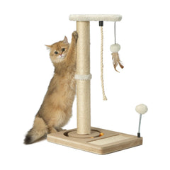 PAWSFANS cat scratching post in assembly phase showing simple setup and sturdy build
