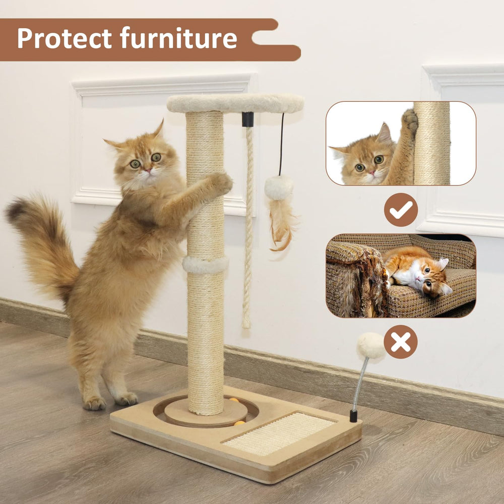 PAWSFANS cat scratching post base made of 1.4 inch MDF for stability