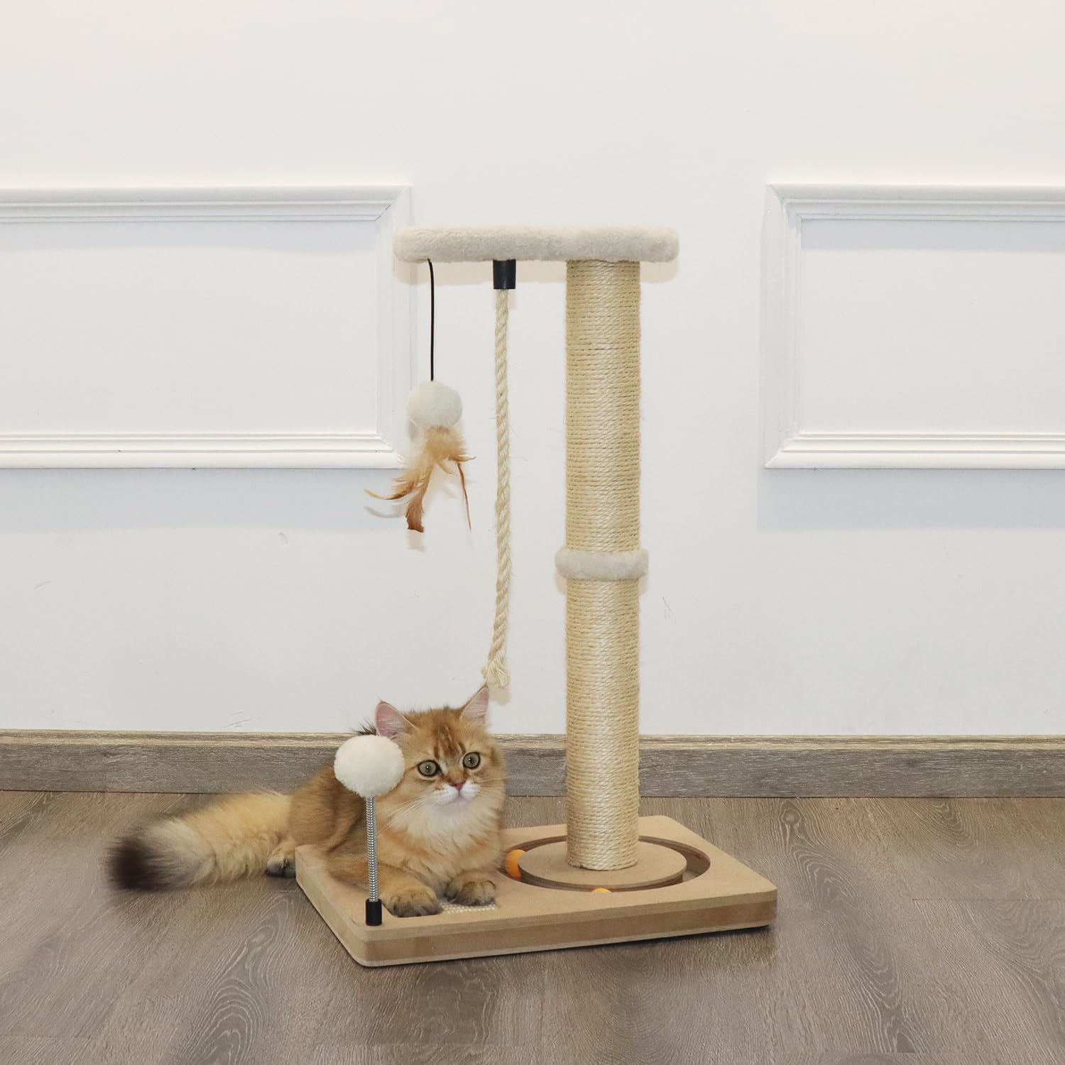 PAWSFANS beige design scratching post blends with modern home decor