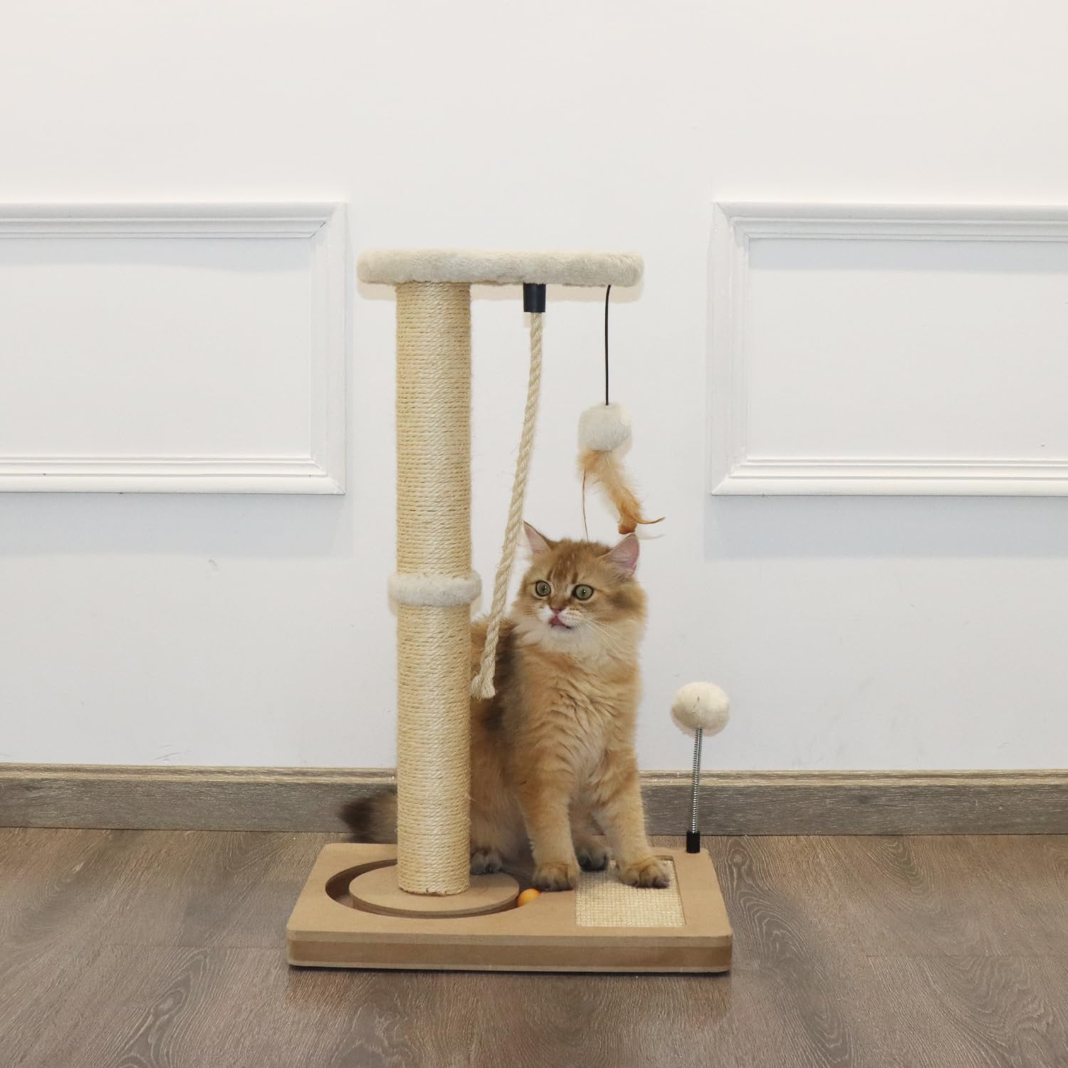 PAWSFANS dimensions indicate 25 inch height for vertical scratching