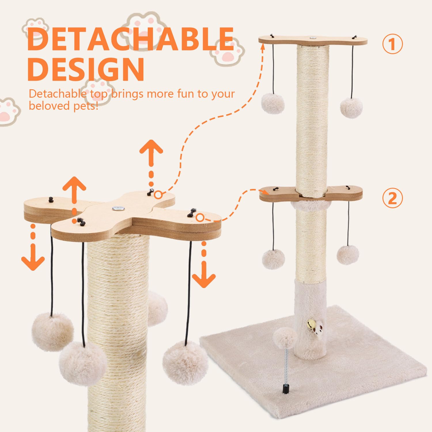 PAWSFANS natural sisal plush fabrics deliver durable scratching surface