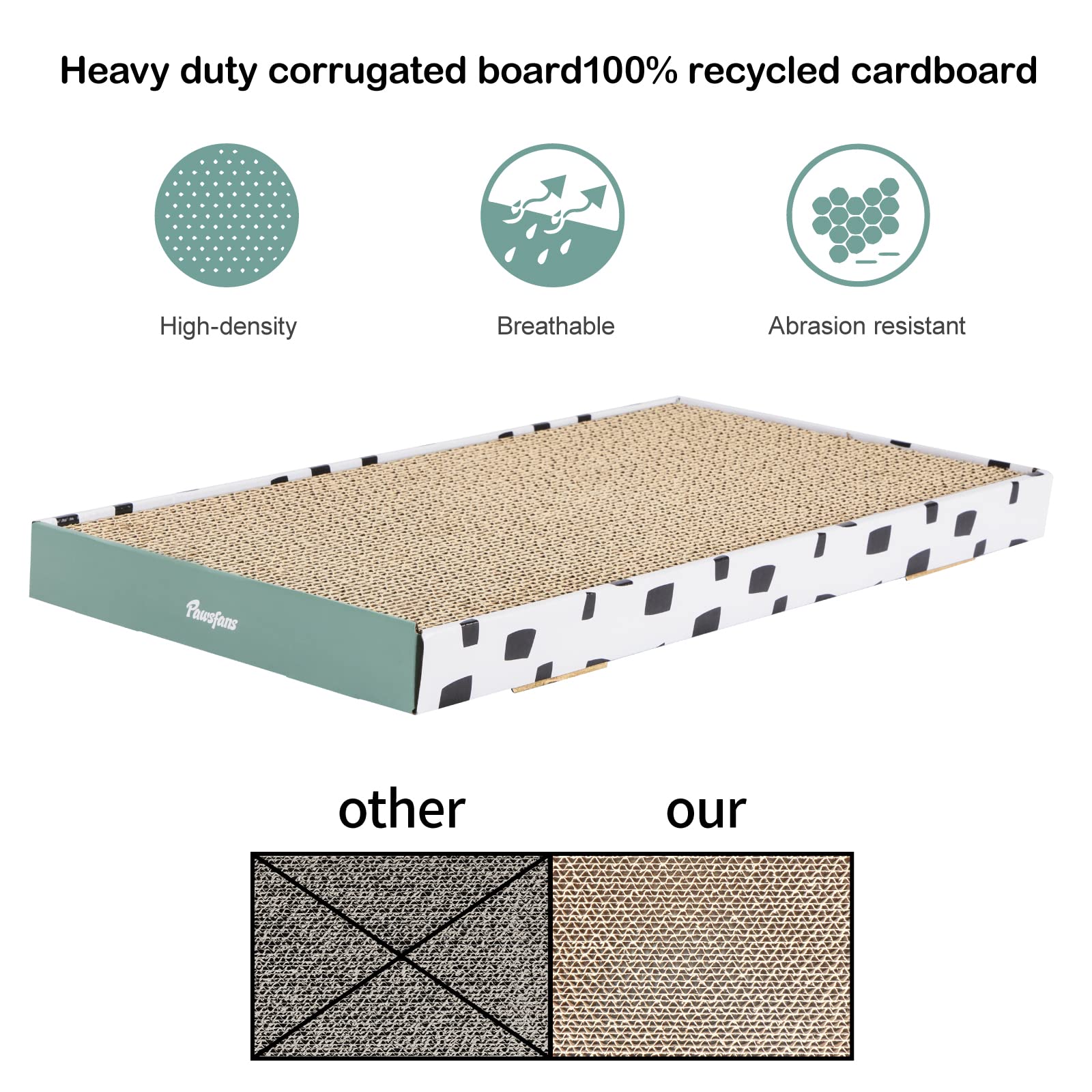 PAWSFANS reversible scratcher with dual surfaces doubles scratching life.