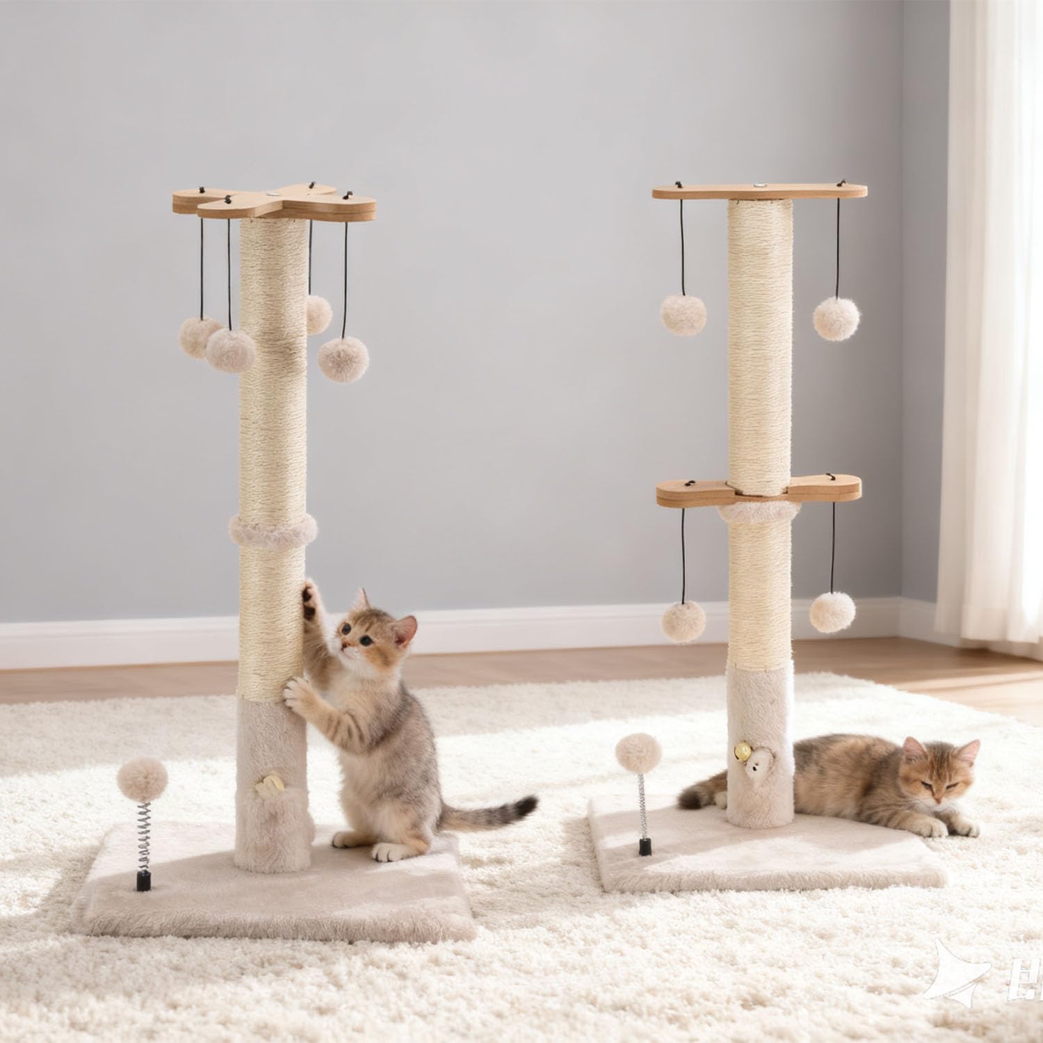PAWSFANS sisal rope scratching area detail promotes natural scratching instinct