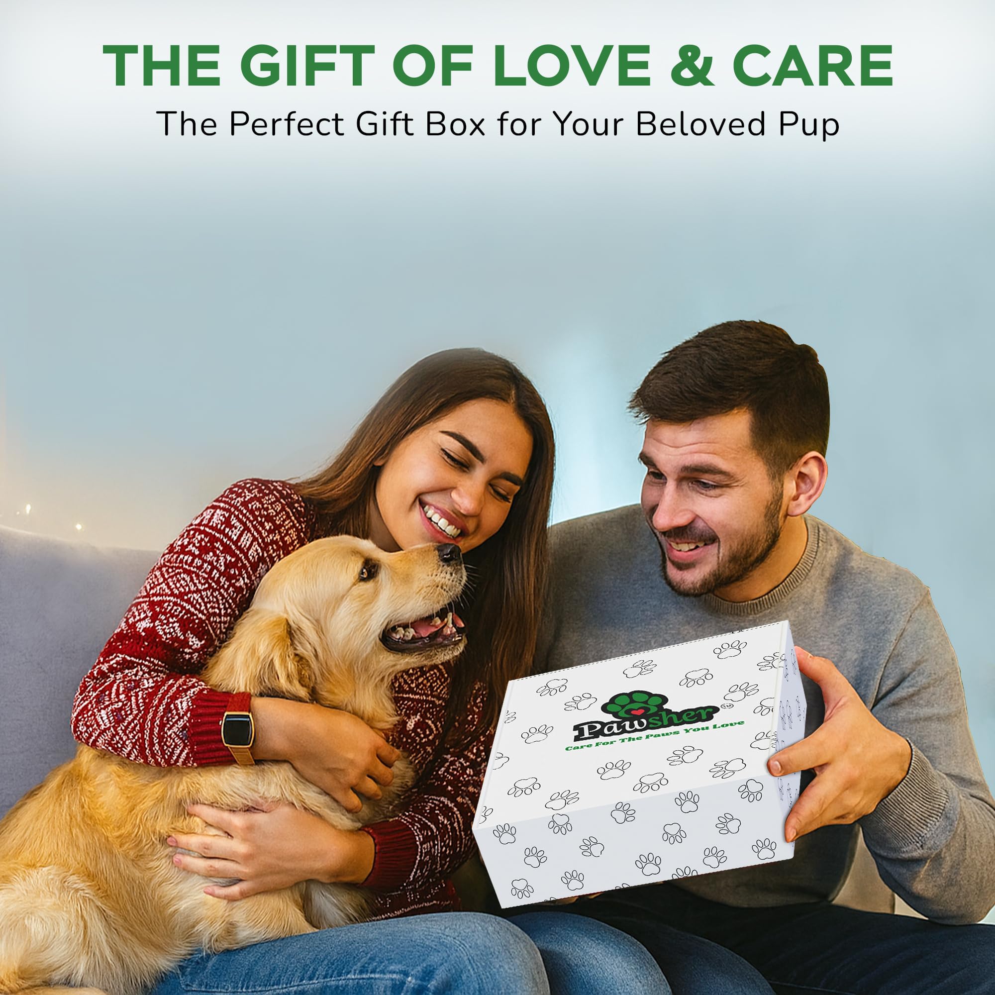 Pawsher gift box presentation, perfect for gifting dog lovers