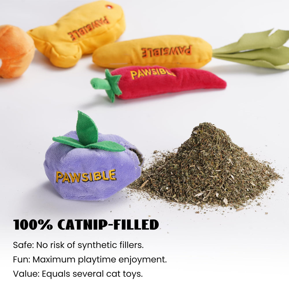Pawsible catnip toy carrot close-up stimulates hunting during play.