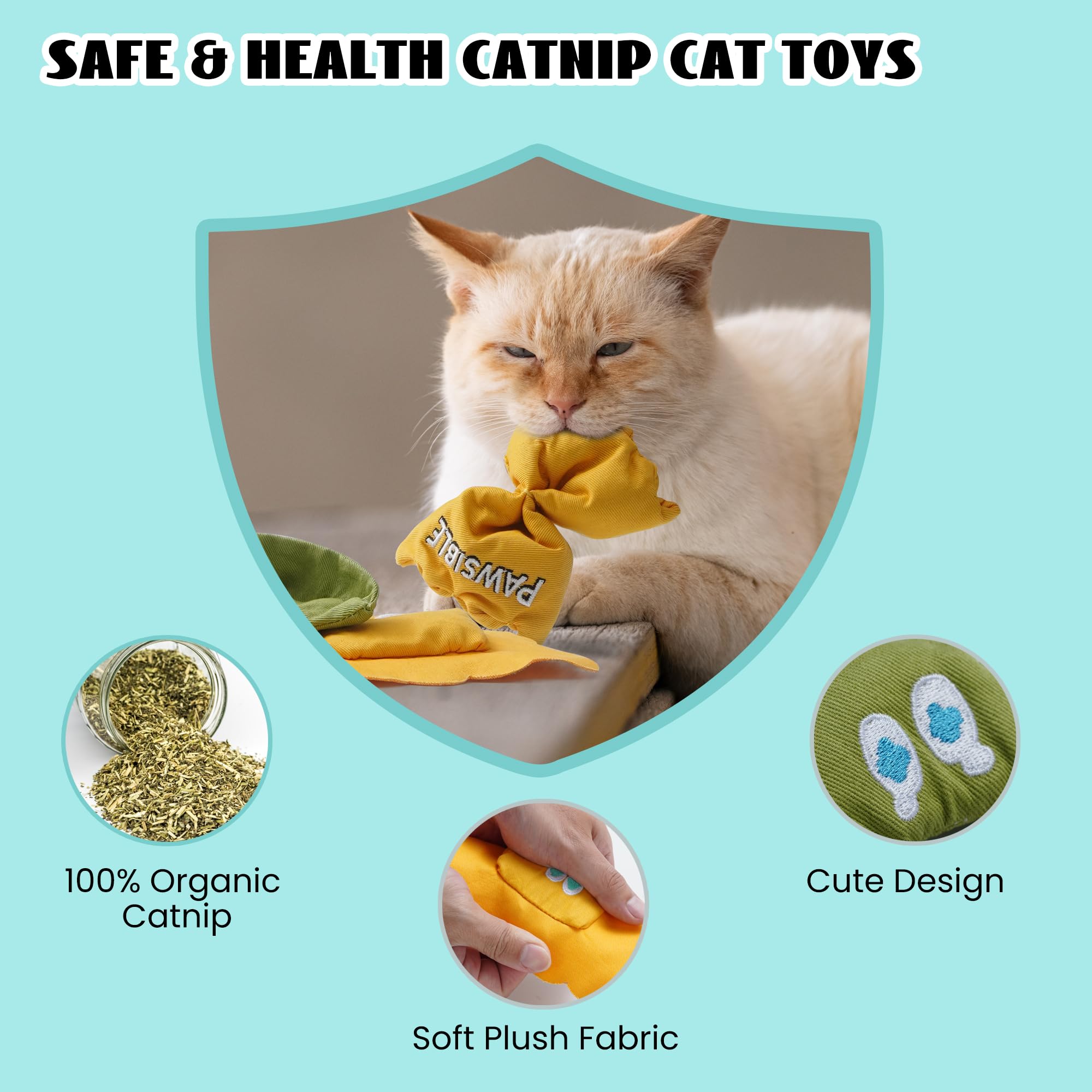Pawsible Ravioli Catnip Toy teething-soft close-up for teething kittens