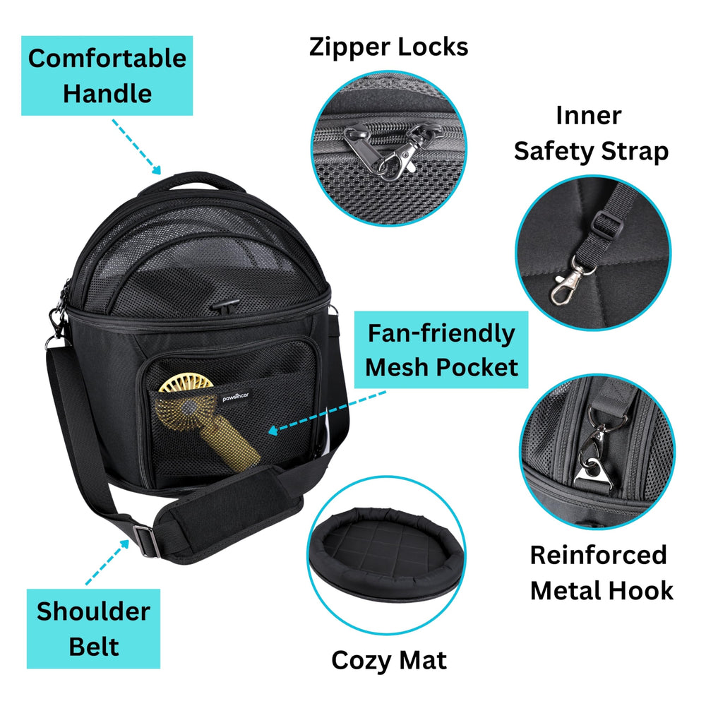 pawsincar cat-friendly car seat with mesh for calm travel