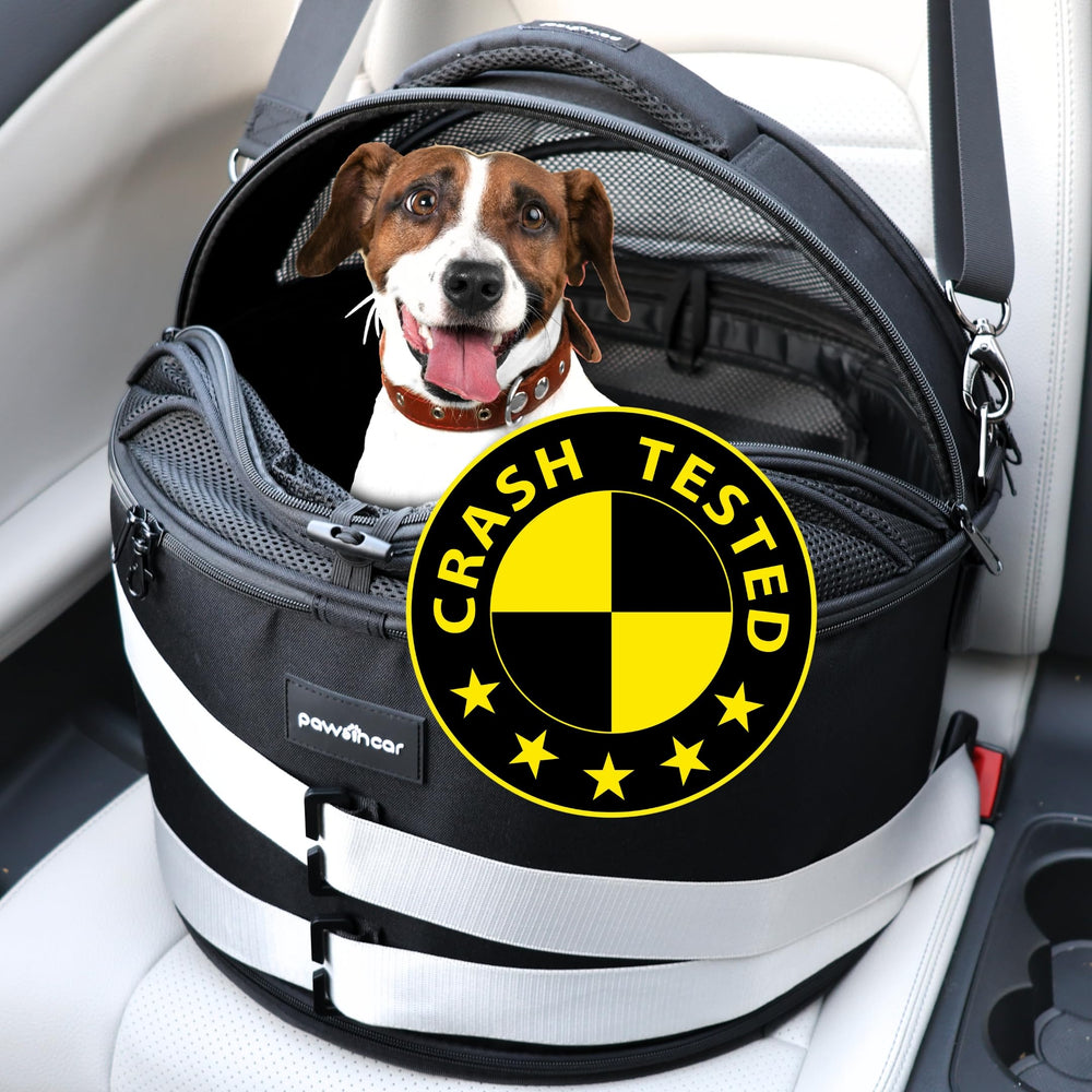 pawsincar crash-tested dog car seat shown during crash-safety testing for safe travel