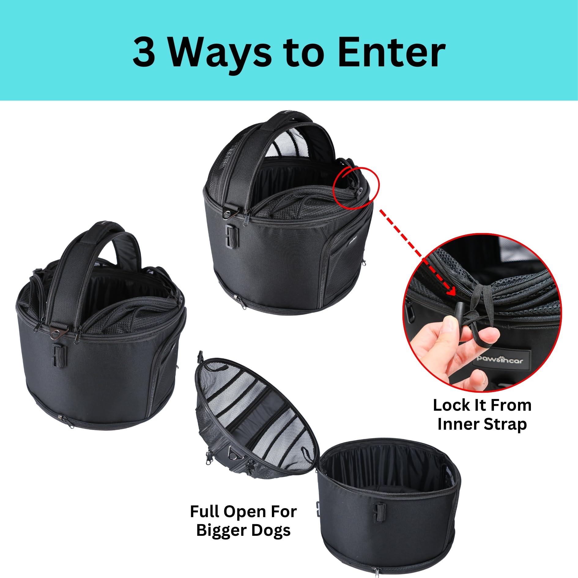 pawsincar enclosed dog car seat keeps pets secure inside