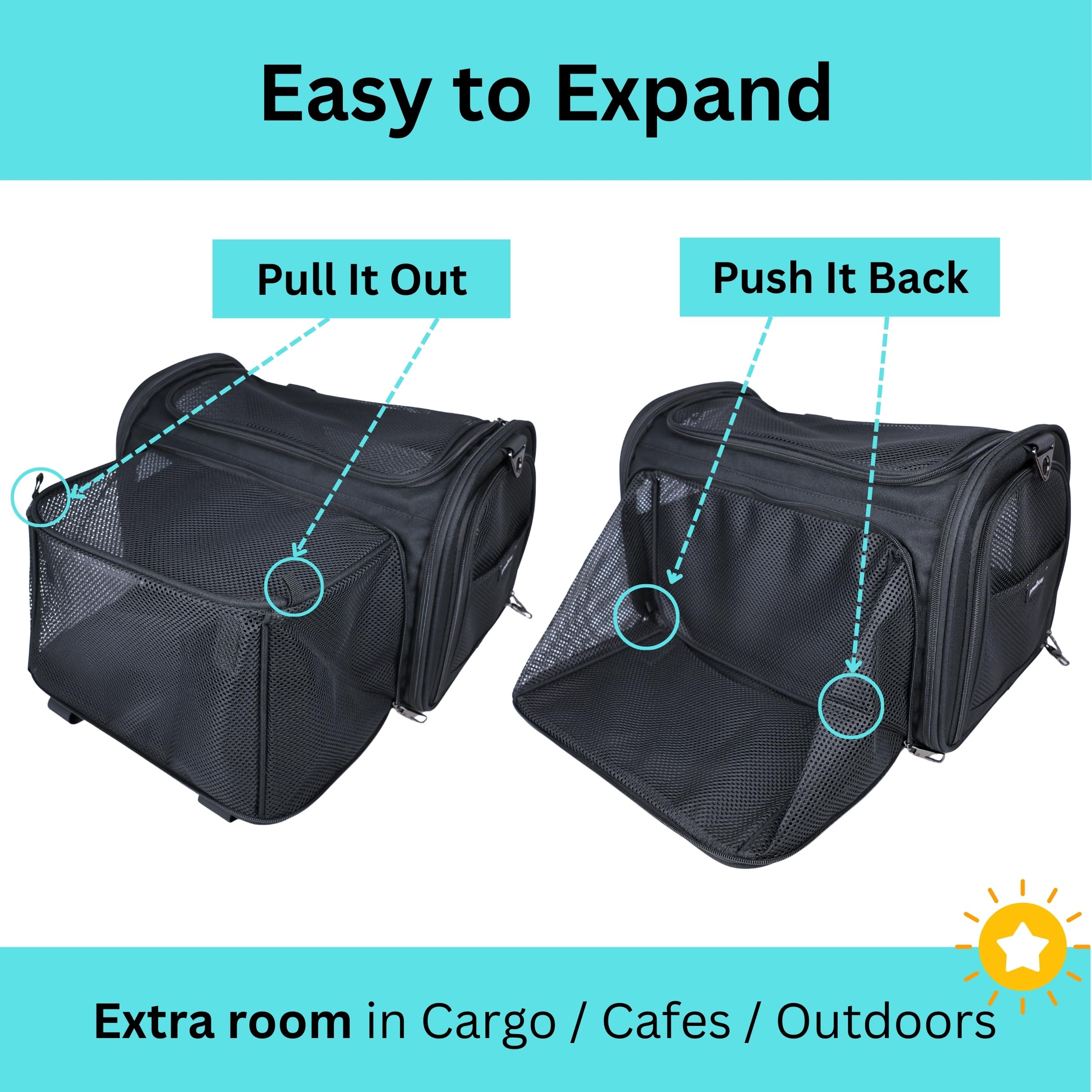 PawsInCar Premium Cat Carrier zipper locks securing opening during commutes