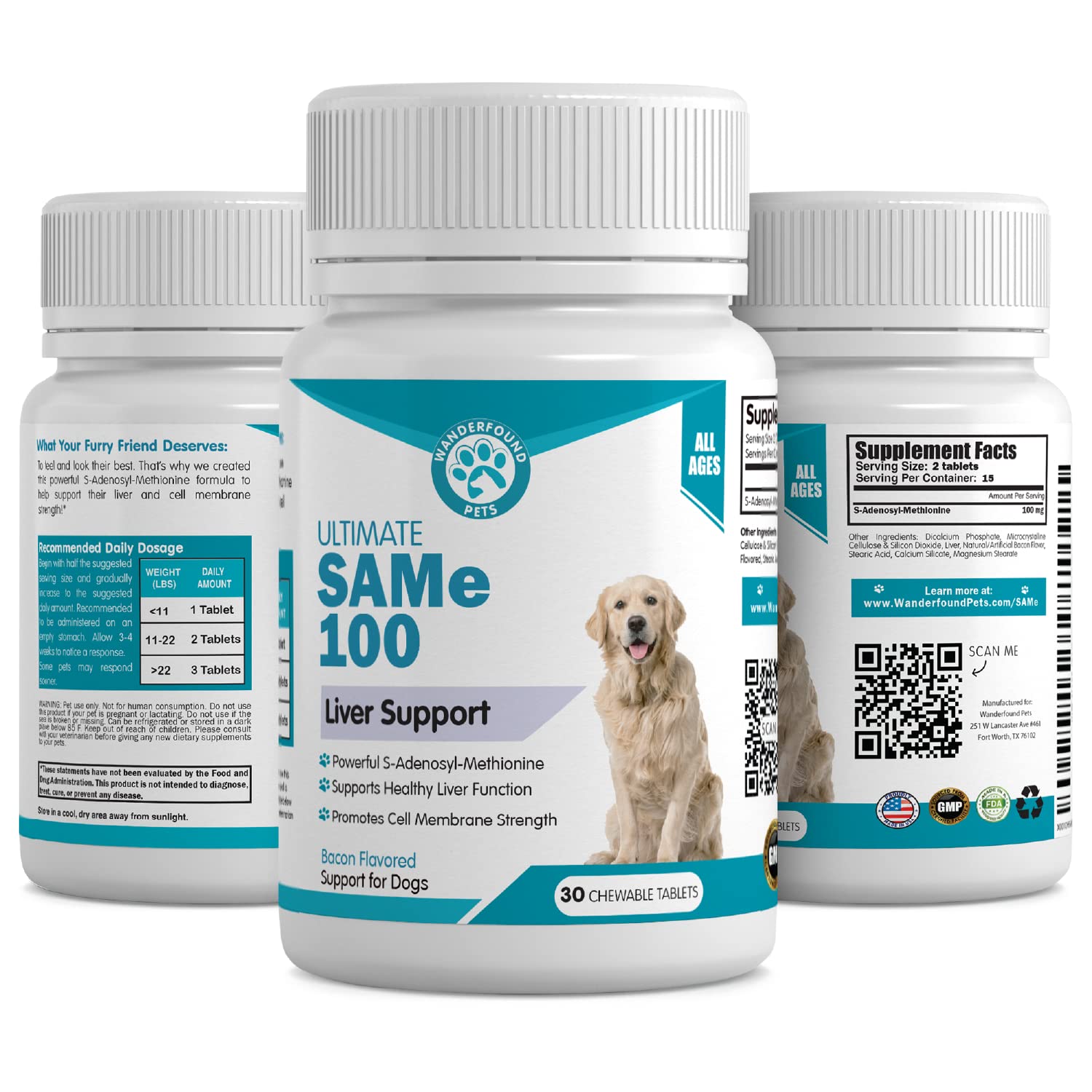 Pawsitive Wanderfound bacon-flavored chew for liver and brain health support.