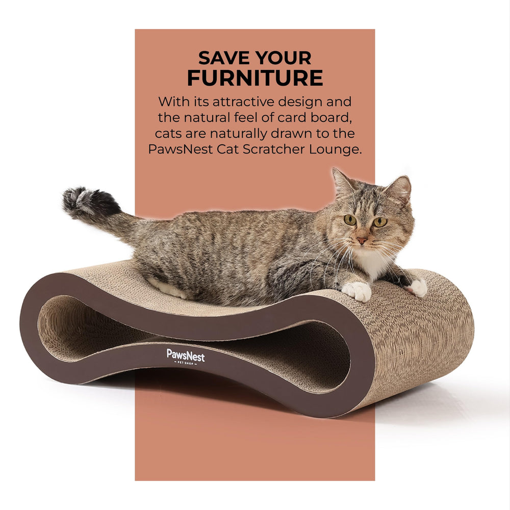 PawsNest scratcher helps protect furniture by inviting scratching away from sofas.