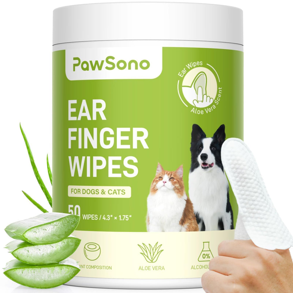 PawSono Ear Finger Wipes pack shot for easy ear cleaning on pets