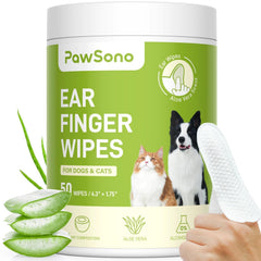 PawSono Ear Finger Wipes pack shot for easy ear cleaning on pets