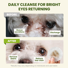 PawSono Eye Wipes soft wipes demonstrate gentle cleansing for delicate eye areas.