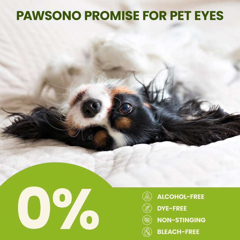 PawSono Eye Wipes safety formula is alcohol and dye free for gentle use.