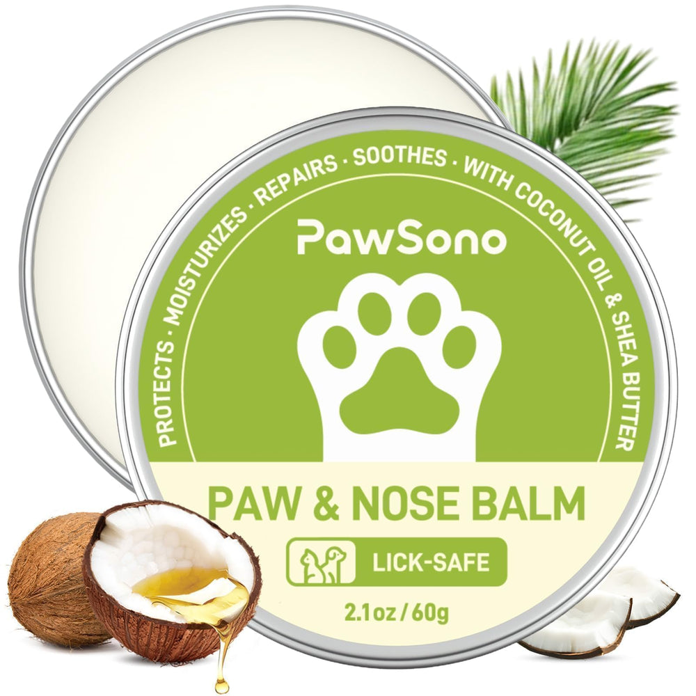 PawSono Lick-Safe Paw Balm close-up highlighting hydrating cream for dry paw pads