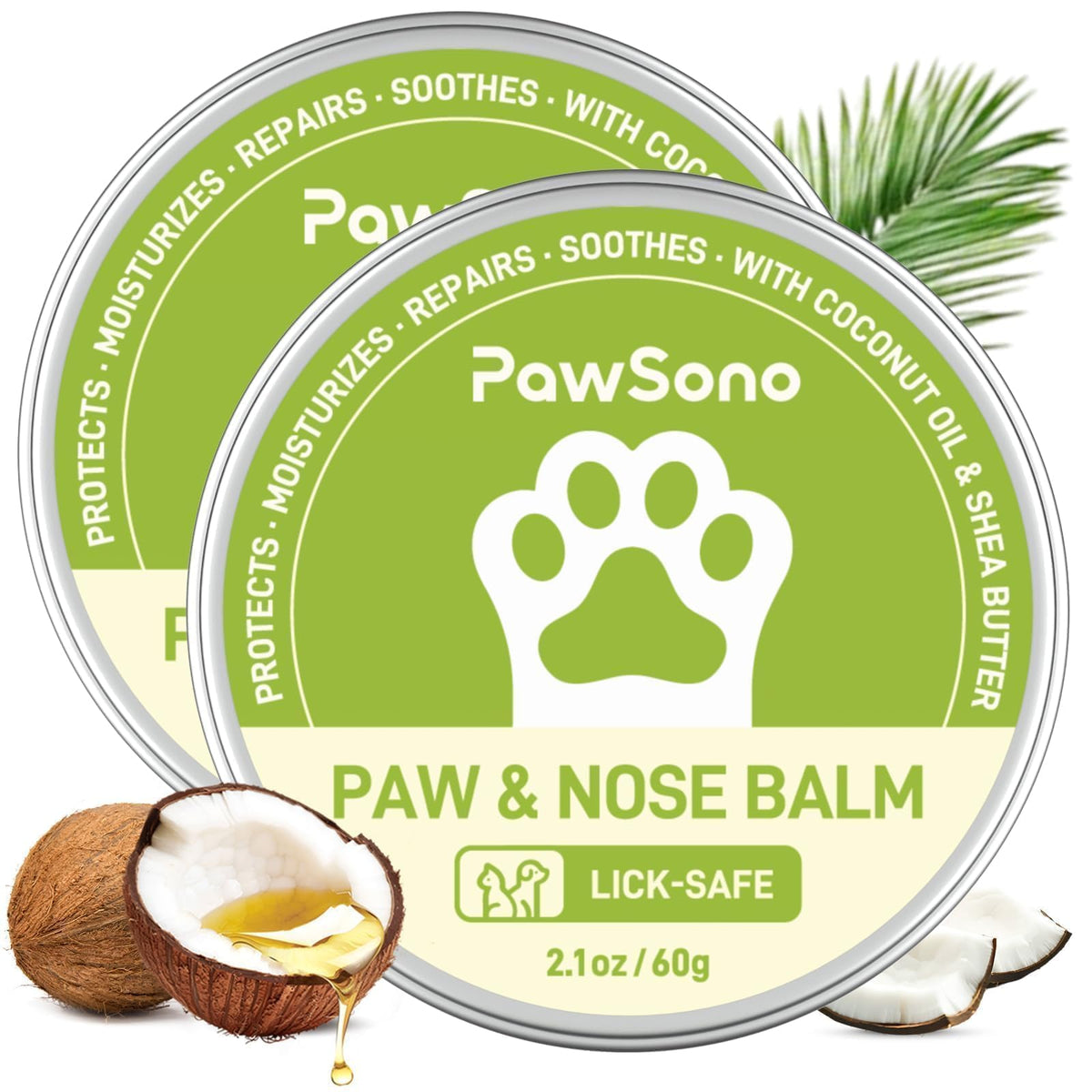 PawSono lick-safe paw balm packshot with twin jars for easy year-round protection
