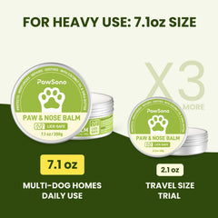 PawSono applying paw-nose balm to paws for easy, mess-free nourishment.