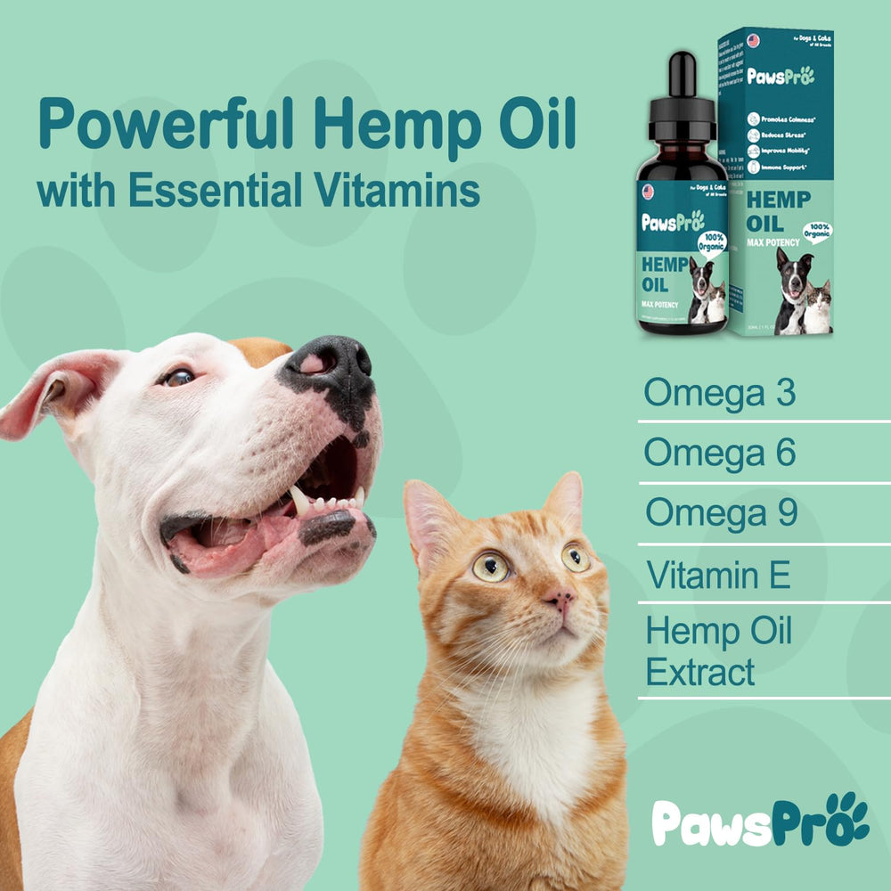PawsPro pet wagging tails scene suggests joy after calming supplementation.