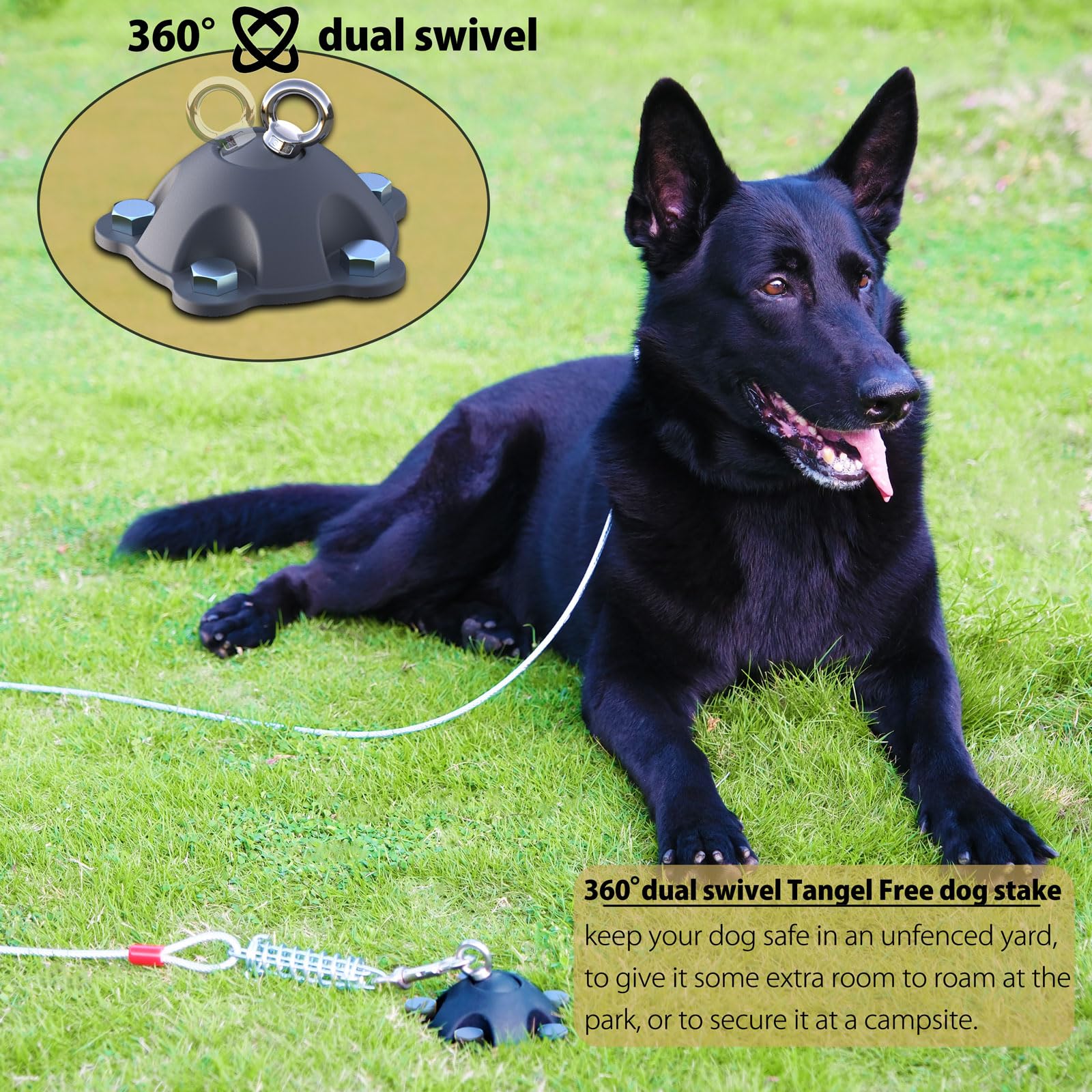 PAWSTATION 360° swivel ball design prevents tangles during dog play