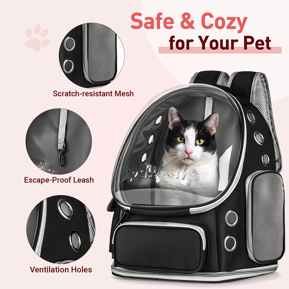 pawstrip Cat Backpack Carrier adjustable-strap design reduces shoulder strain during walks