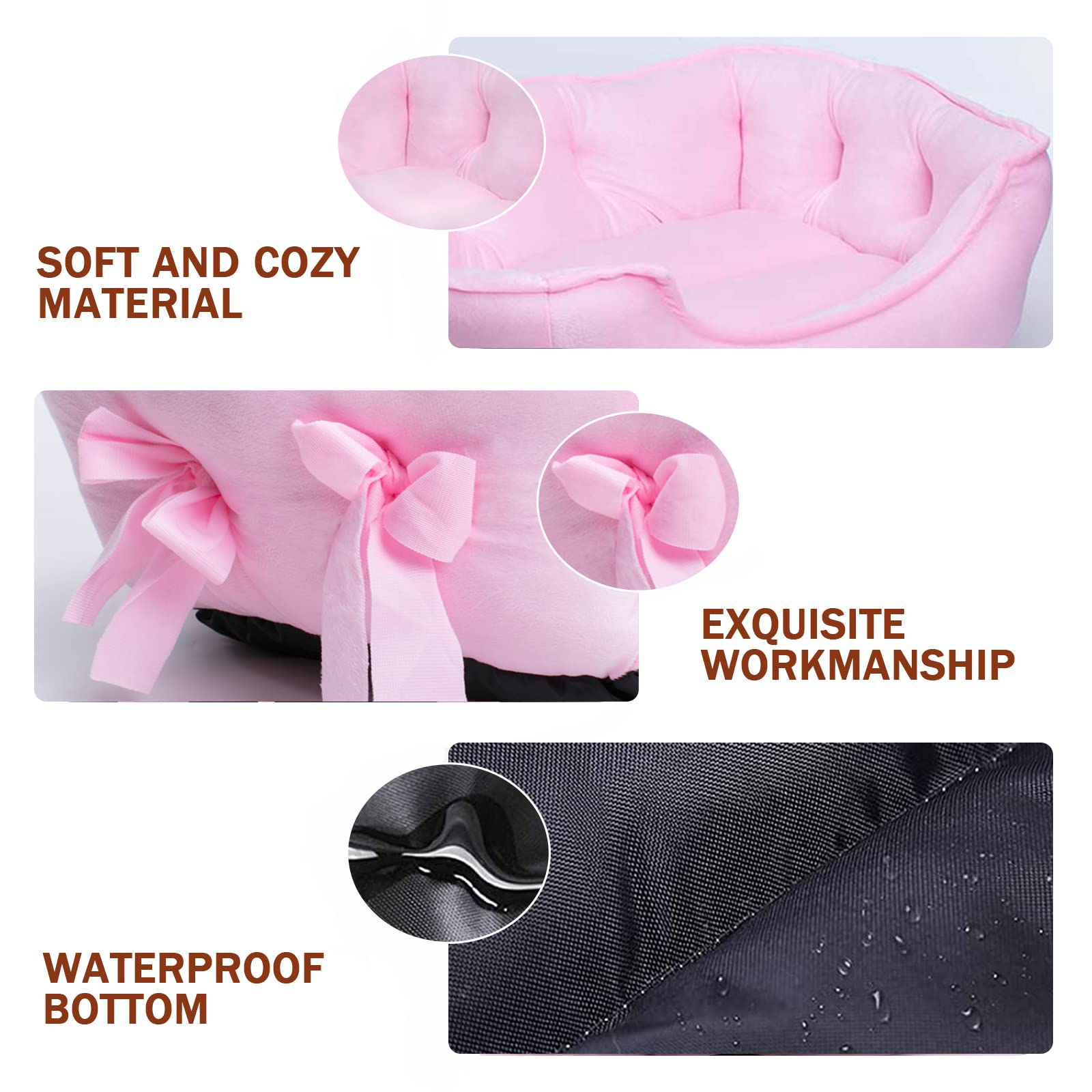 pawstrip Cute Princess Bed pink plush-fabric texture invites warm cuddling.