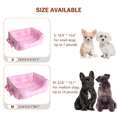 pawstrip Cute Princess Bed pink side-view shows durable bite-resistant seams.