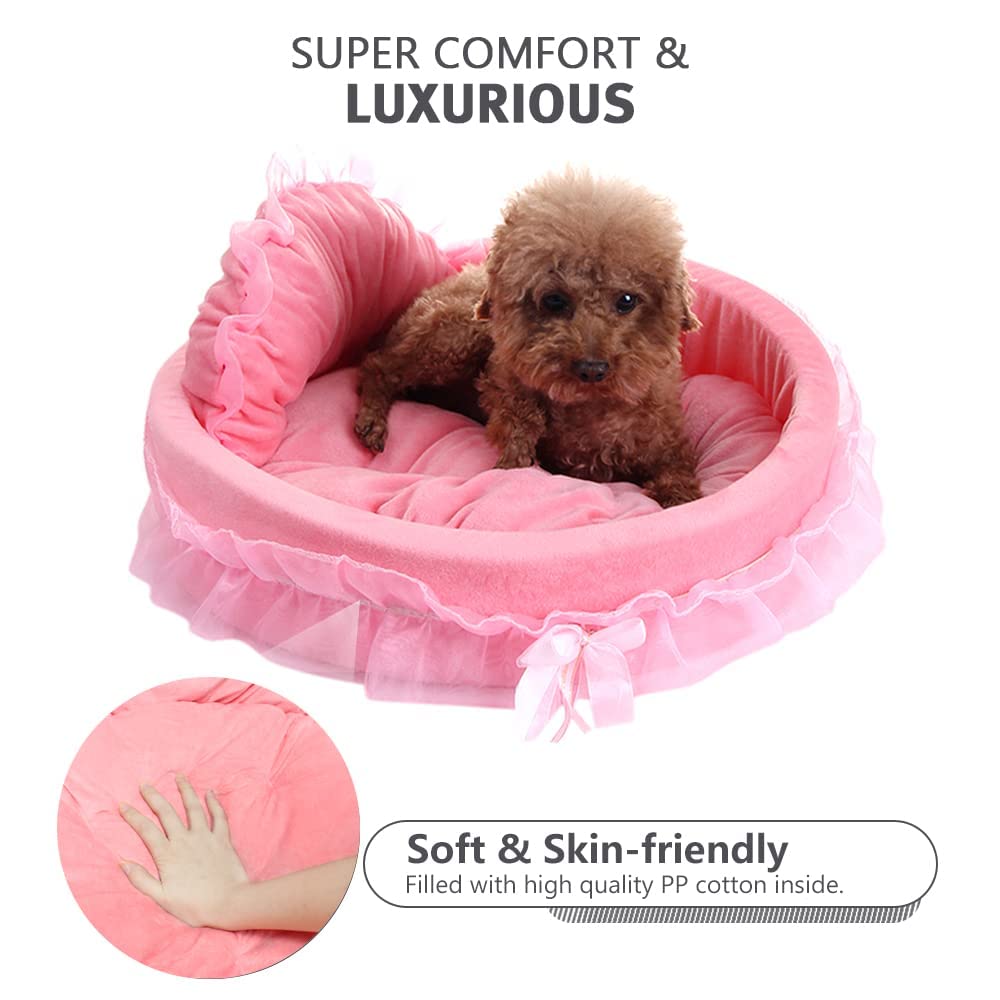 Pawstrip pink cat couch bowknot - princess-style decor with comfy lounging.
