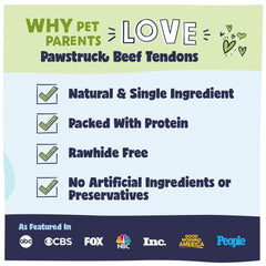 Pawstruck Beef Tendon Chew Sticks dog chewing action demonstrates long-lasting distraction.