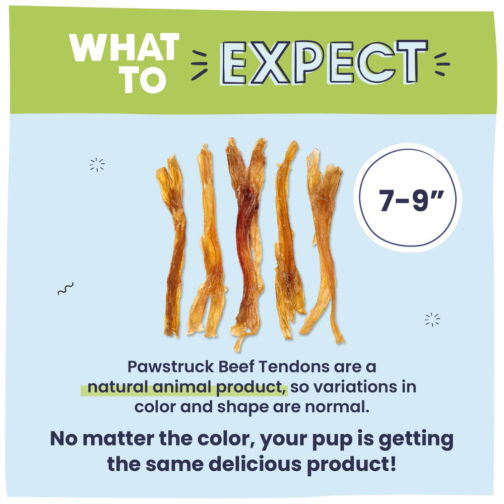 Pawstruck Beef Tendon Chew Sticks packaging detail emphasizes single-ingredient identity.