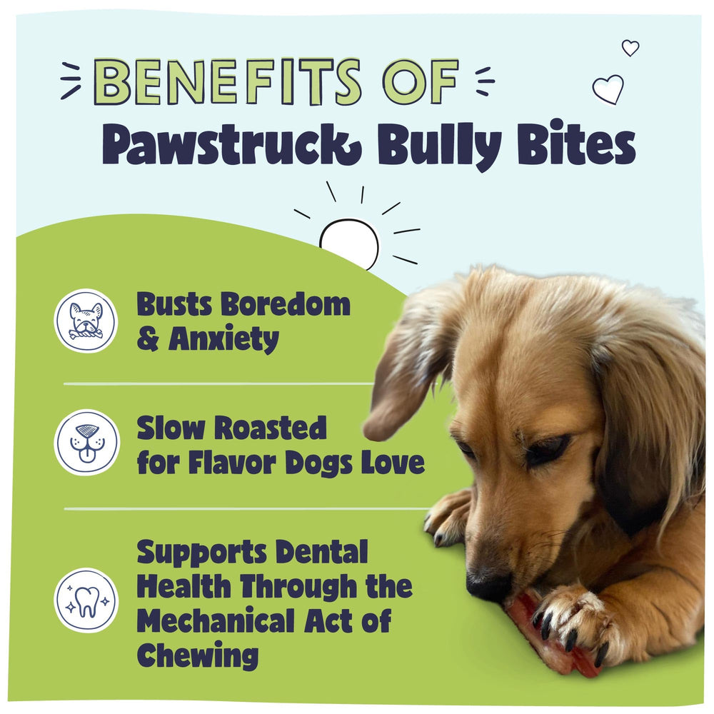 Pawstruck Bully Bites 1-4 inch chews ideal for small dogs.