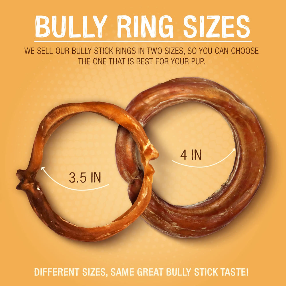 Pawstruck bully stick rings rawhide-free; ideal dental-chew alternative.