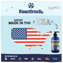 Pawstruck USA-sourced label close-up signals safety and quality testing.