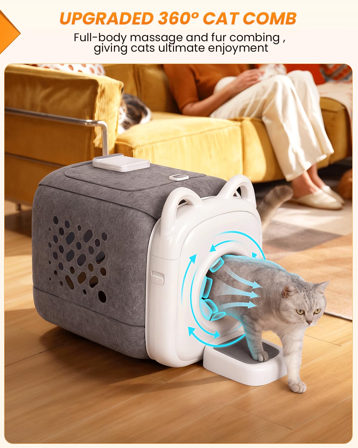 PawSwing hands-free grooming demonstration for multi-cat households