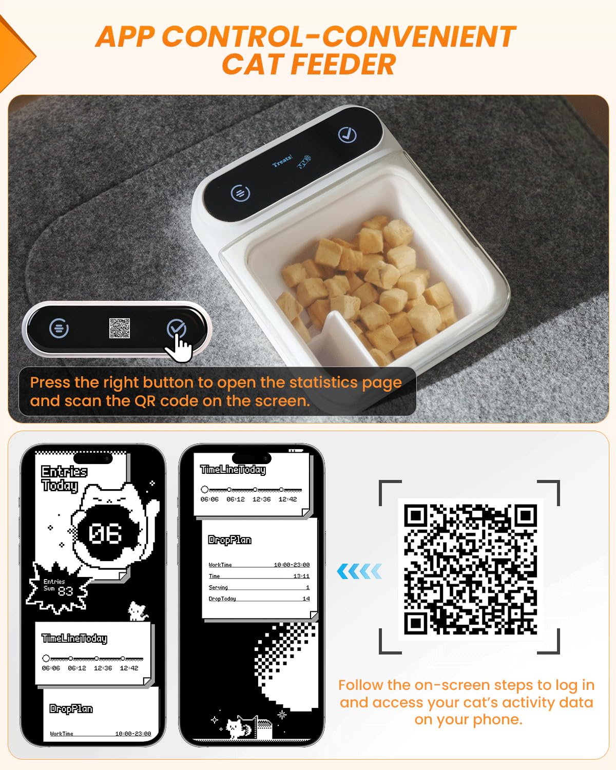 PawSwing treat dispenser base with sensor and data features