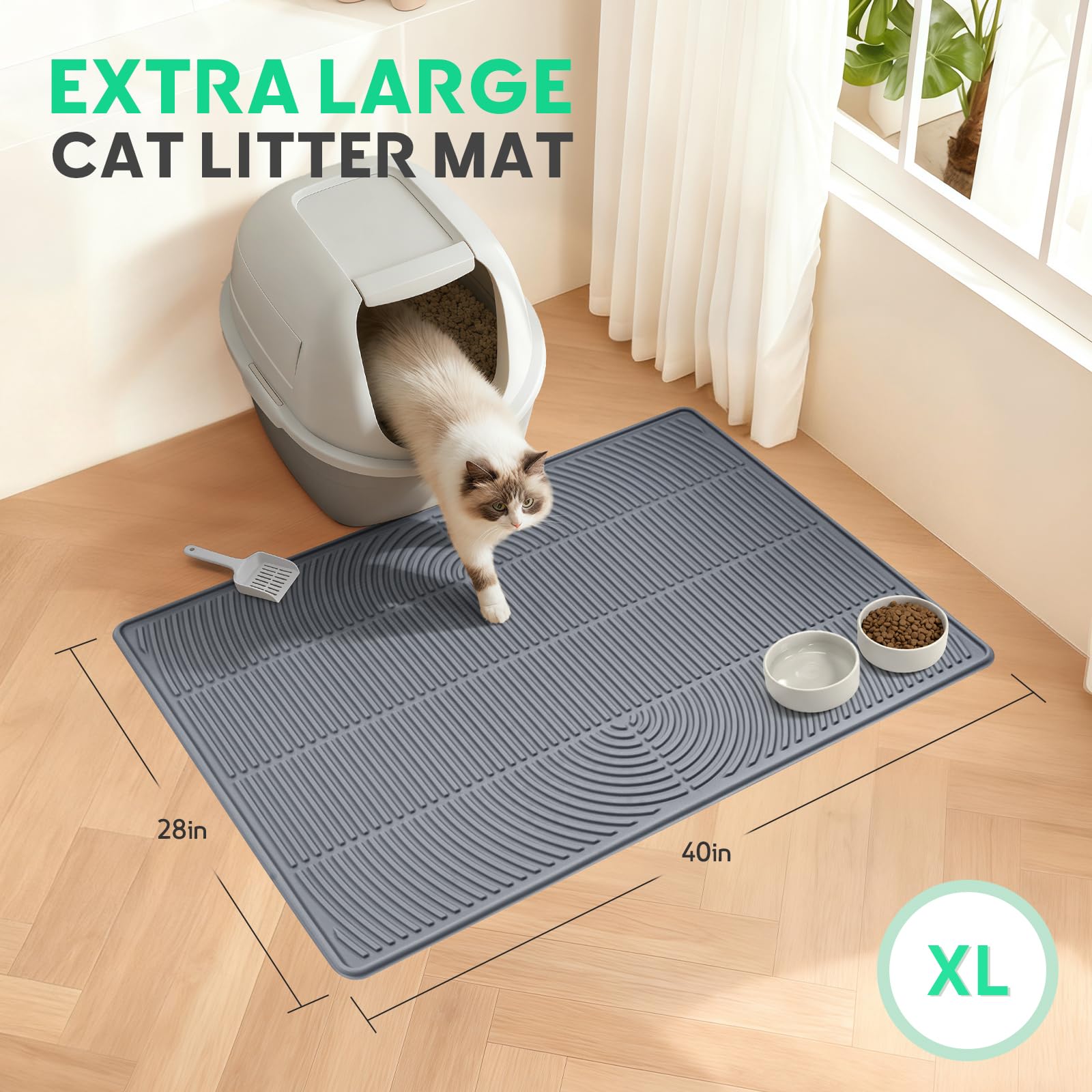 Pawtasy easy-clean cat litter mat works with vacuums for fast cleanup.