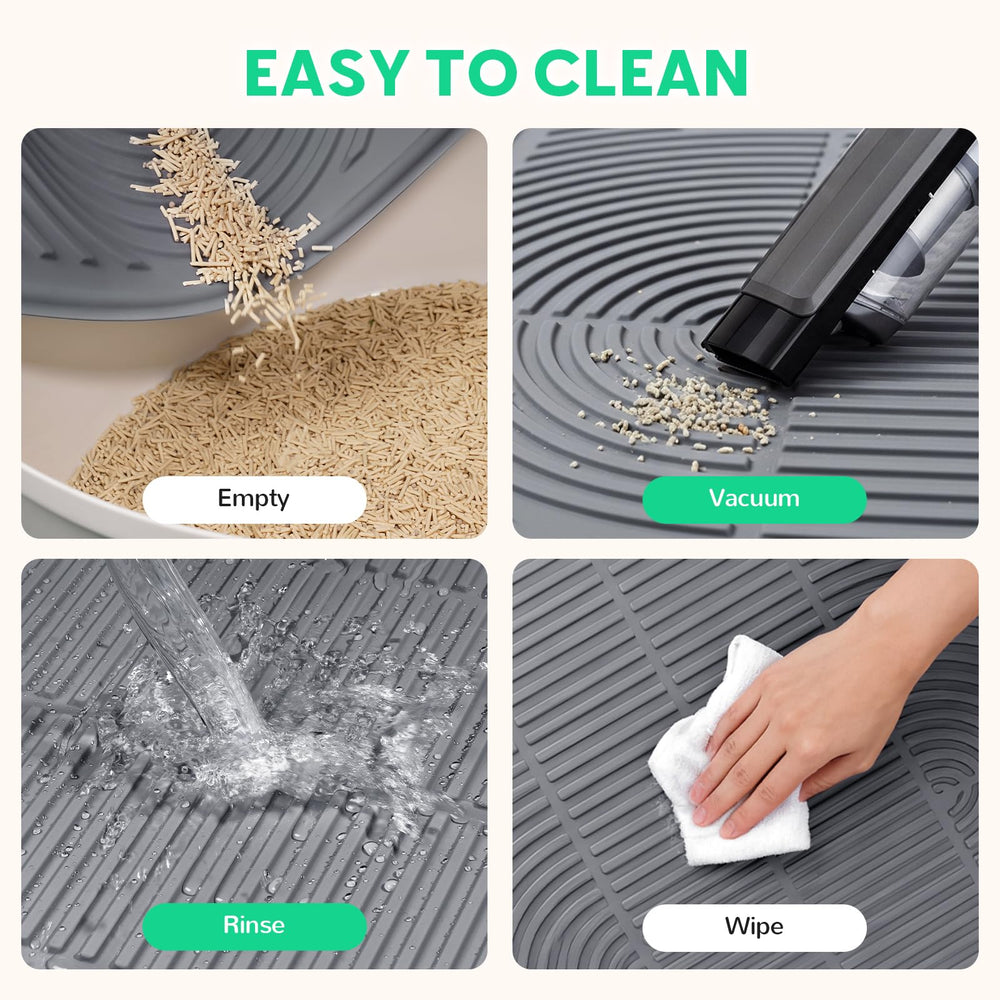 Pawtasy groove stripe design captures litter particles more efficiently.