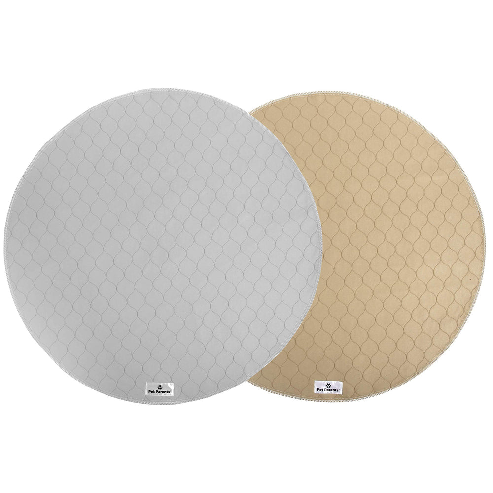 Pet Parents Pawtect Pads 36-inch round shows absorption-technology for superior liquid containment.