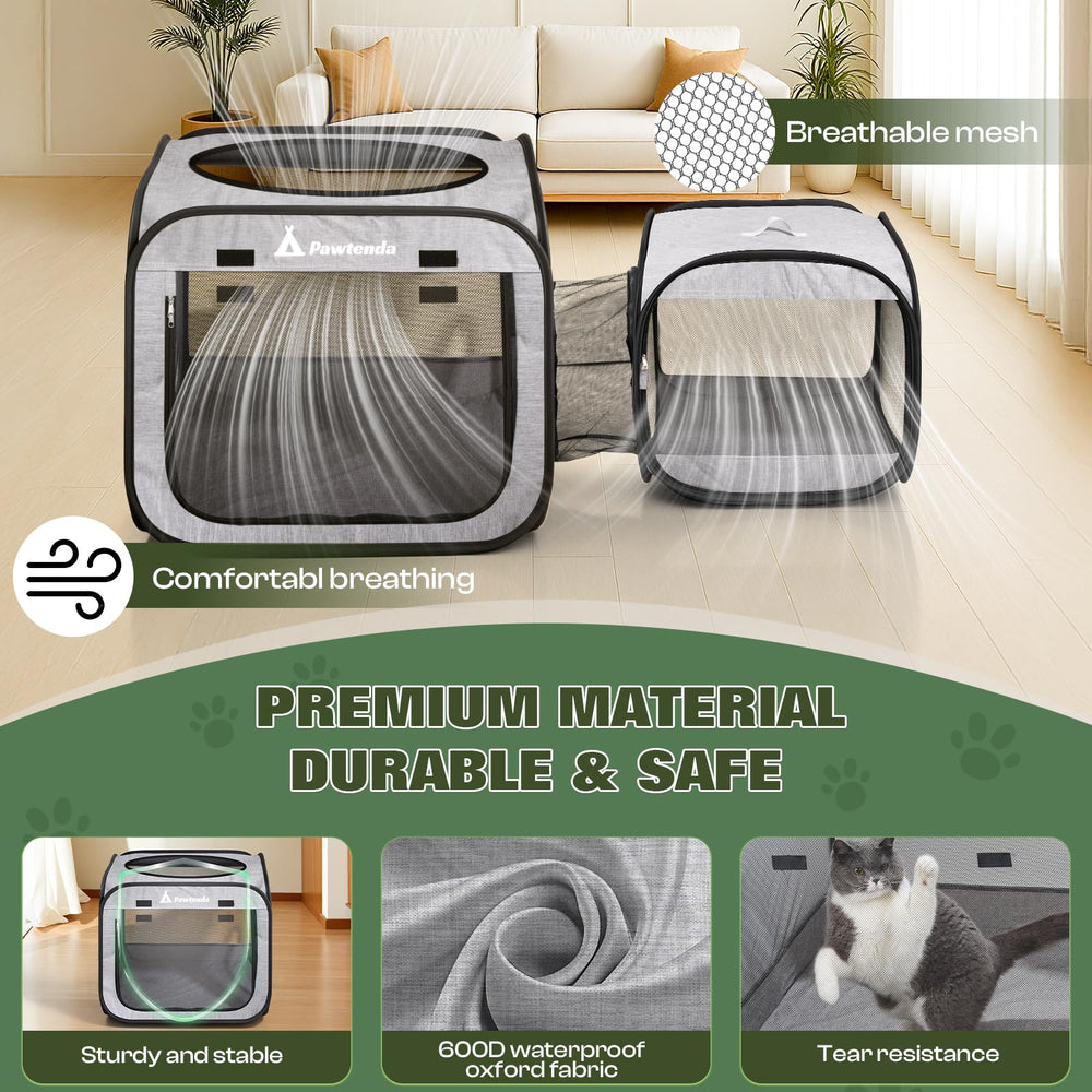 Pawtenda cat playpen waterproof base protects against moisture.
