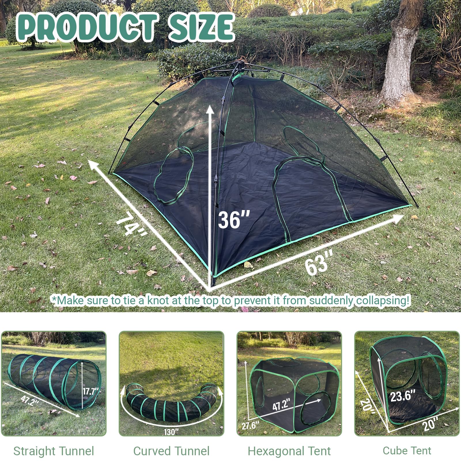 Pawtenda outdoor cat camp tunnels closeup for immersive play