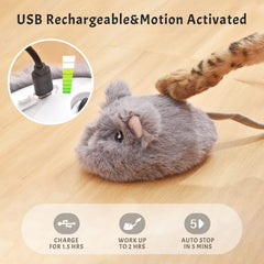 Pawthquake cat mouse toy in action promotes hunting-like exercise.